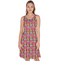 Girl Pink Knee Length Skater Dress With Pockets