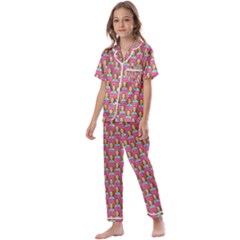 Girl Pink Kids  Satin Short Sleeve Pajamas Set