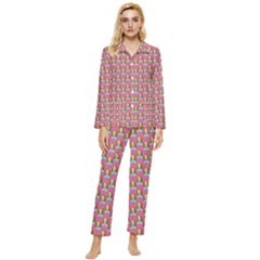 Girl Pink Womens  Long Sleeve Pocket Pajamas Set
