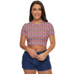 Girl Pink Side Button Cropped Tee