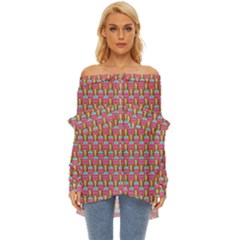 Girl Pink Off Shoulder Chiffon Pocket Shirt