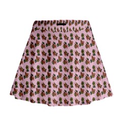Cute Deer Pattern Pink Mini Flare Skirt by snowwhitegirl