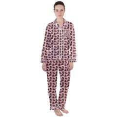 Cute Deer Pattern Pink Satin Long Sleeve Pajamas Set by snowwhitegirl