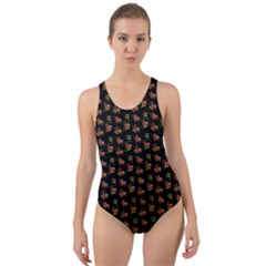 Cute Deer Pattern Black Cut-out Back One Piece Swimsuit by snowwhitegirl