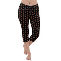 Cute Deer Pattern Black Lightweight Velour Capri Yoga Leggings by snowwhitegirl