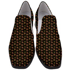 Cute Deer Pattern Black Women Slip On Heel Loafers by snowwhitegirl