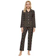 Cute Deer Pattern Black Womens  Long Sleeve Pocket Pajamas Set by snowwhitegirl