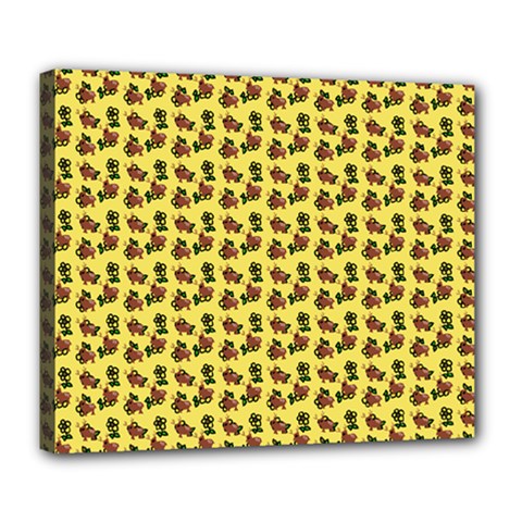 Cute Deer Pattern Yellow Deluxe Canvas 24  X 20  (stretched) by snowwhitegirl