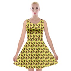 Cute Deer Pattern Yellow Velvet Skater Dress by snowwhitegirl