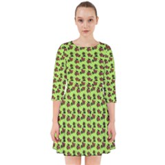 Cute Deer Pattern Green Smock Dress