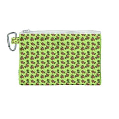 Cute Deer Pattern Green Canvas Cosmetic Bag (Medium)