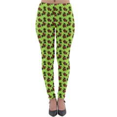 Cute Deer Pattern Green Lightweight Velour Leggings by snowwhitegirl