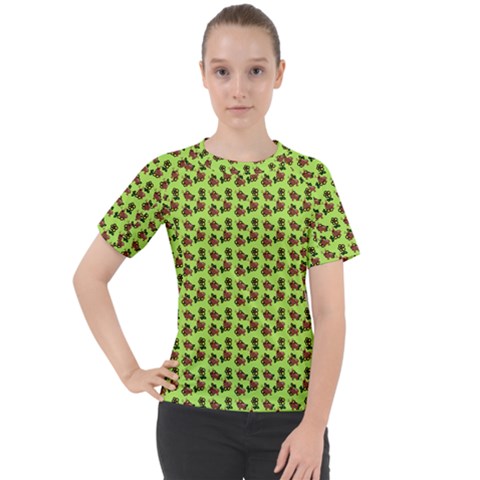 Cute Deer Pattern Green Women s Sport Raglan Tee by snowwhitegirl