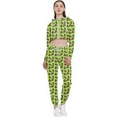 Cute Deer Pattern Green Cropped Zip Up Lounge Set by snowwhitegirl