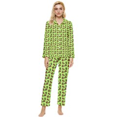 Cute Deer Pattern Green Womens  Long Sleeve Pocket Pajamas Set by snowwhitegirl