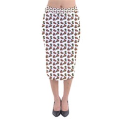 Cute Deer Pattern White Velvet Midi Pencil Skirt by snowwhitegirl