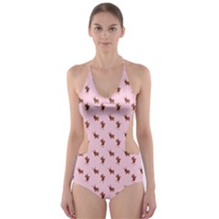 Kawaii Cute Deer Pink Cut-out One Piece Swimsuit