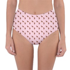 Kawaii Cute Deer Pink Reversible High-waist Bikini Bottoms by snowwhitegirl