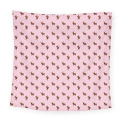 Kawaii Cute Deer Pink Square Tapestry (large)