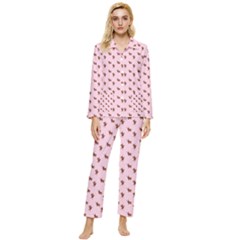 Kawaii Cute Deer Pink Womens  Long Sleeve Pocket Pajamas Set by snowwhitegirl