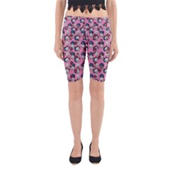 Vintage Floral And Goth Girl Yoga Cropped Leggings