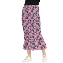 Vintage Floral And Goth Girl Maxi Fishtail Chiffon Skirt by snowwhitegirl