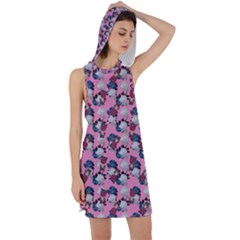 Vintage Floral And Goth Girl Racer Back Hoodie Dress