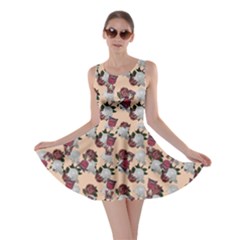 Vintage Floral And Goth Girl Peach Bg Skater Dress by snowwhitegirl