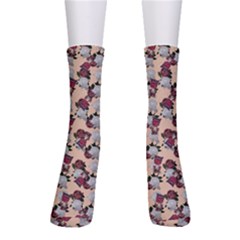 Vintage Floral And Goth Girl Peach Bg Men s Crew Socks