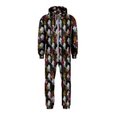 Vintage Floral And Goth Girl Grey Bg Hooded Jumpsuit (kids)