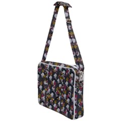 Vintage Floral And Goth Girl Grey Bg Cross Body Office Bag by snowwhitegirl