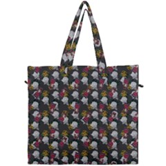 Vintage Floral And Goth Girl Grey Bg Canvas Travel Bag by snowwhitegirl