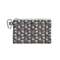 Vintage Floral And Goth Girl Grey Bg Canvas Cosmetic Bag (small) by snowwhitegirl