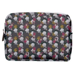 Vintage Floral And Goth Girl Grey Bg Make Up Pouch (medium)