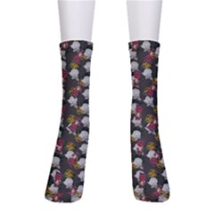 Vintage Floral And Goth Girl Grey Bg Men s Crew Socks