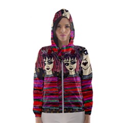 Floral Band Goth Girl Grey Bg Women s Hooded Windbreaker