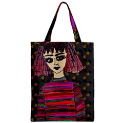 Floral Band Goth Girl Grey Bg Zipper Classic Tote Bag