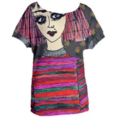 Floral Band Goth Girl Grey Bg Women s Oversized Tee