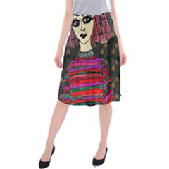 Floral Band Goth Girl Grey Bg Midi Beach Skirt