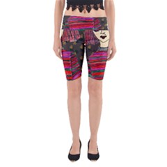 Floral Band Goth Girl Grey Bg Yoga Cropped Leggings