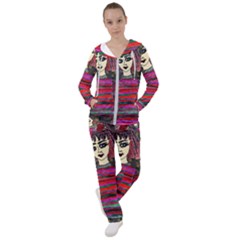 Floral Band Goth Girl Grey Bg Women s Tracksuit