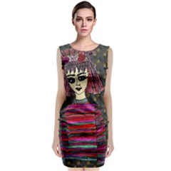 Floral Band Goth Girl Grey Bg Sleeveless Velvet Midi Dress