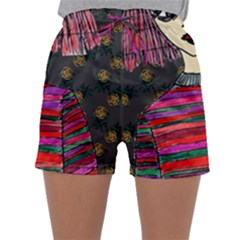 Floral Band Goth Girl Grey Bg Sleepwear Shorts by snowwhitegirl