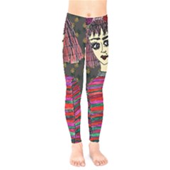 Floral Band Goth Girl Grey Bg Kids  Leggings