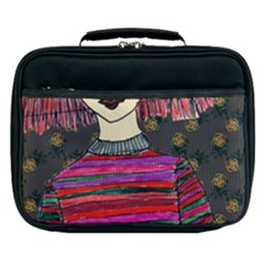 Floral Band Goth Girl Grey Bg Lunch Bag