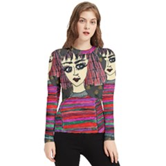 Floral Band Goth Girl Grey Bg Women s Long Sleeve Rash Guard