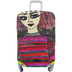 Floral Band Goth Girl Grey Bg Luggage Cover (large) by snowwhitegirl