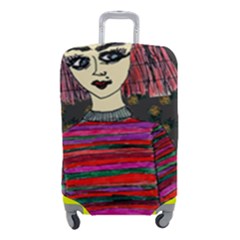 Floral Band Goth Girl Grey Bg Luggage Cover (Small)