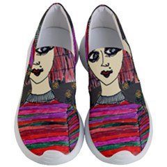 Floral Band Goth Girl Grey Bg Women s Lightweight Slip Ons