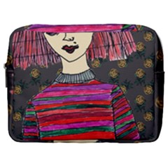 Floral Band Goth Girl Grey Bg Make Up Pouch (Large)